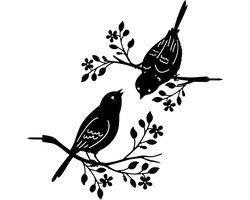 2-delige set Vogels voor tuindecoratie in zwart metaal - Vogels om in hout te draaien - Voor tuin en balkon