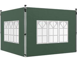 2-delige set zijwanden 295x195 cm, groene waterdichte PVC/Paviljoen zijpanelen met raam, geschikt voor 3x3/3x4 m pop-up paviljoen, vervang- en uitbreidingspanelen voor tuin, terras en buitengebruik