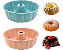 2-delige siliconen cakevorm - 25 cm cakevorm - siliconen cakevorm - bakvorm voor gelei, gelatine, cake, brownie en brood (roze + blauw)