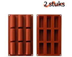 2-delige siliconen cakevorm - 9-vaks halfcilinder - ideaal voor chocolade, mousse & kleine cakes - antiaanbak & eenvoudig te ontvormen - 29,5 x 17 cm - rood