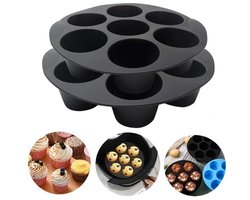 2-delige siliconen cakevorm met 7 gaten voor thuisgebruik, feestjes, bakken, doe-het-zelf cilindrische vorm, accessoire voor airfryer
