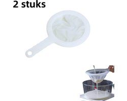 2-delige sojamelkfilter - 200 mesh met handvat keukengereedschap - Ultrafijn huishoudelijk - Geschikt voor babysap, sojamelk, koffie, melkfilter - Residu-scheider - Wit