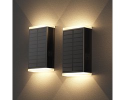 2-delige solar buitenverlichting voor binnenplaats, tuinwandlamp, buitenspot voor villa, solar wandlamp, warm licht