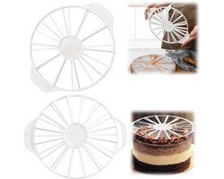 2 delige taartverdeler - Taartsnijder - Ronde taartverdelings marker - Bak snijgereedschap - Dubbelzijdig snijden - Geschikt voor taarten, deeg en pudding (26,5*32,5 cm - Wit)