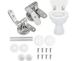 2-delige toiletbril scharnierset – vervangingsscharnieren voor toiletbril – zinklegering – roestvrij – universeel voor MDF, hout en kunststof
