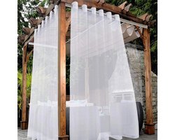 2-delige transparante gordijnen - Waterdicht en lichtdoorlatend gordijn voor buiten — Waterdicht — Geschikt voor woonkamers, slaapkamers, veranda's, tuinhuisjes en recreatiehutten — Wit (132*183cm)