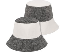 2-delige unisex wollen saunamutsenset, thermisch beschermingsaccessoire in Russische stijl, voorkomt effectief oververhitting en haarbeschadiging, geschikt voor Russische sauna's, spa's, stoombaden en badhuizen (ontwerp in contrasterende kleuren).