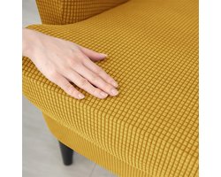 2-delige vleugelfauteuilhoes, stoelhoezen voor vleugelfauteuil Eenvoudige Jacquard Verdikte Stoelhoes Strandmon Tijger Stoelbekleding met Armleuning Hoge Rugleuning (Geel)