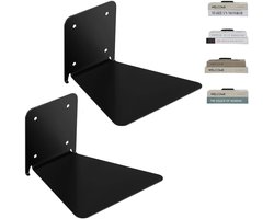 2-delige - Wandgemonteerde onzichtbare boekenplank - Zwevende boekenplank - Robuust staal - Geschikt voor slaapkamers, woonkamers, thuiskantoren - Zwart 13x13x8cm