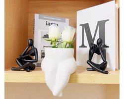 2-delige Zwarte Lezersbeelden, Moderne Abstracte Esthetische Sculpturen, Contemplatieve Harsfiguren, Woondecoratie, Ornamenten Voor in De Woonkamer/studeerkamer/op Het Bureau, Peinzende Beelden, Lezende Beelden