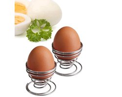 2 eierdopjes - RVS eierdop - Zilverkleurig - 2 stuks - Eierhouder - CHPN