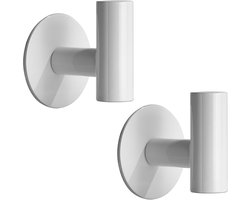 2 haken - Zelfklevend, geen boren nodig - Roestvrij staal - Metalen kapstok - Handdoekhaak - Kapstokhaak - Voor keuken, badkamer en slaapkamer - Handdoek-, jas- en meerhaken (wit)