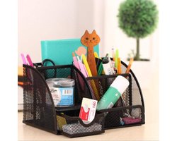 [2 halen 1 betalen] Multifunctionele ijzeren opbergdoos - zwart - met 5 vakken - organizer -kantoor - opbergen