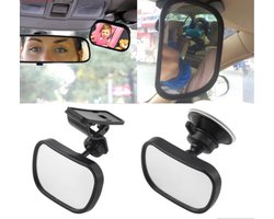 2 in 1 Autospiegel - Universele - Autospiegel Baby - Baby Spiegel Auto - Baby Kind Auto Spiegel - Zwart