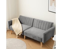 2-in-1 bank & slaapbank, moderne minimalistische slaapbank, multifunctionele opklapbare bank, milieuvriendelijke rubberhouten poten, rugleuning in 3 standen opklapbaar, geschikt voor kleine appartementen en slaapzalen