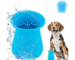 2 In 1 Hondenpoten Reiniger - Poten Schoonmaken Hond - Hondenpoot Reiniger - Paw Cleaner - Potenreiniger - Borstel Hond / Kat - Honden Poot Reiniger - Honden Wasborstel - Hondenverzorging - Kattenborstel - Verzorging Hond - Siliconen - 1 Stuks Blauw