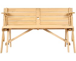 2-In-1 Houten Picknicktafel en Bank Set, Omvormbaar en Praktisch