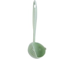 2 In 1 Keuken Soeplepel - Skimmer Strainer Lepel voor Hot Pot - Lepel met Lange Handgreep en Ophanggat - Ronde Filterlepel - Keuken Servies (groen) - Kleine Plastic Strainer