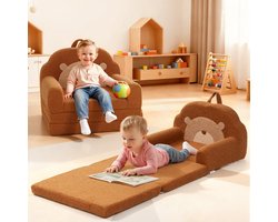 2-in-1 Kinderbank en Kinderfauteuil – Opvouwbare Speelbank met Regenboog, Voor Jongens en Meisjes, 120×50 cm