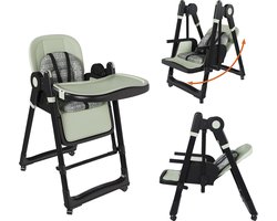 2-in-1 Kinderstoel Met Wipstoel - Inklapbare En In Hoogte Verstelbare Babystoel - Veilige Eetstoel - 59x76x96 cm - Voeden - Thuis Donkergroen