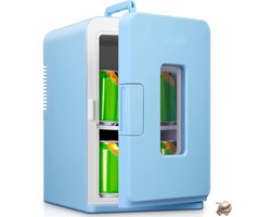 2 in 1 Mini Koelkast 15L - Compacte Koelkast met Koel en Verwarmfunctie - Draagbare Mini Fridge DC en AC - Kleine Koelkast voor Auto Kamer en Kantoor - Stille Energiezuinige Cosmetica en Dranken Koelkast - Mini Koelkast - Mini Koelkasten Voor Drinken