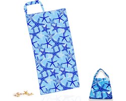 2-in-1 multifunctionele opvouwbare strandhanddoek, ultrafijne vezel, sneldrogend, gerecycled materiaal (75 x 150 cm)