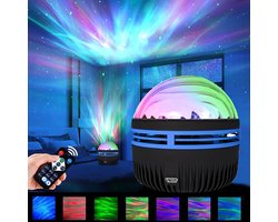 2-in-1 Noorderlicht en oceaangolfprojector, sterrenprojector met afstandsbediening, led-projectielamp, RGB dimbaar met 7 lichteffecten, Galaxy projectorlicht voor kinderen, slaapkamer, feest, thuis
