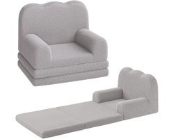 2-in-1 ombouwbare kinderbank - Extra brede uitklapbare peuterbank die verandert in ligbed, schuimvulling met zachte sherpa/fleece hoes, voor speelkamer/babykamer