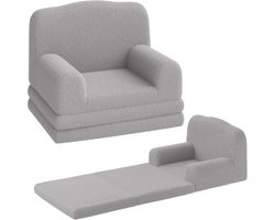 2-in-1 ombouwbare kinderbank - Extra brede uitklapbare peuterbank die verandert in ligbed, schuimvulling met zachte sherpa/fleece hoes, voor speelkamer/babykamer