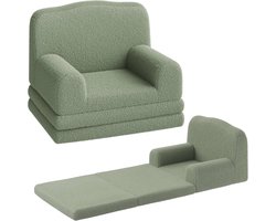 2-in-1 ombouwbare kinderbank - Extra brede uitklapbare peuterbank die verandert in ligbed, schuimvulling met zachte sherpa/fleece hoes, voor speelkamer/babykamer