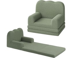 2-in-1 ombouwbare kinderbank - Extra brede uitklapbare peuterbank die verandert in ligbed, schuimvulling met zachte sherpa/fleece hoes, voor speelkamer/babykamer