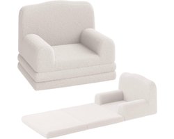 2-in-1 ombouwbare kinderbank - Extra brede uitklapbare peuterbank die verandert in ligbed, schuimvulling met zachte sherpa/fleece hoes, voor speelkamer/babykamer