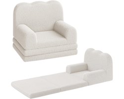 2-in-1 ombouwbare kinderbank - Extra brede uitklapbare peuterbank die verandert in ligbed, schuimvulling met zachte sherpa/fleece hoes, voor speelkamer/babykamer