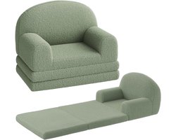 2-in-1 ombouwbare kinderbank - Extra brede uitklapbare peuterbank die verandert in ligbed, schuimvulling met zachte sherpa/fleece hoes, voor speelkamer/babykamer