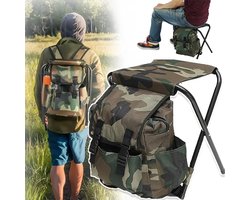 2-in-1 Opvouwbare Kruk En Rugzak Met Een Draagvermogen Van 100 kg - Camouflage Duurzaam Oxford-Doek Metalen Frame Gemakkelijk Mee Te Nemen - Ideaal Voor Vissen En Picknicken