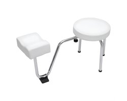 2-in-1 Pedicure Voetsteun en Kruk – Verstelbare Hoogte met PVC Kussen – Pedicure Voetsteun Standaard voor Nagelstudio en Beauty Salon – Wit