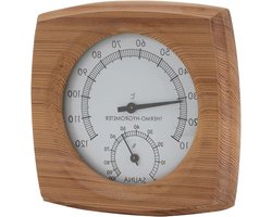2-in-1 Sauna Thermometer en Hygrometer van Handgemaakt Cederhout - Voor Stoombaden en Sauna's - Temperatuur 10-120°C - 13x13,5 cm