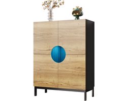 2-in-1 schoenenkast en vitrinekast met verstelbare planken, poten van massief hout, halmeubel 90 x 40 x 120 cm. Schoenenkast 40 cm breed, veel opbergruimte, ideaal voor grote schoenen.