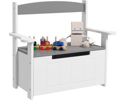 2-in-1 speelgoedkist en bank voor kinderen met rugleuning en armleuningen - pneumatische lift 68,5L x 34B x 58H cm