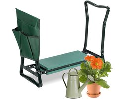 2-in-1 Tuinkruk en Kniekussen voor Tuinieren – Opvouwbare Tuinbank met EVA Schuimkussen, Stalen Frame tot 150 kg, Afneembare Gereedschapstas, Comfortabel en Ruimtebesparend