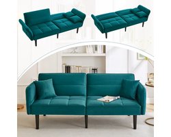 2-in-1 verstelbare slaapbank - tweezits met fluwelen bekleding, opklapbare armleuningen en slaapfunctie, ideaal voor kleine ruimtes