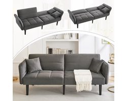 2-in-1 verstelbare slaapbank - tweezits met fluwelen bekleding, opklapbare armleuningen en slaapfunctie, ideaal voor kleine ruimtes