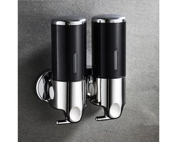 2-kamer muur gemonteerde badkamer met douchepomp dispenser en organisator - huisvesting shampoo, zeep, conditioner, douchegel, badkamer keuken hotel - zwart -2 kamers