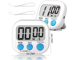 2 Keukentimer met magneet - kookwekker - time timer - Timer - Keukengereedschap - Magnetisch - Wit