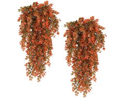 2 kunstmatige spinplanten - kunstmatige klimplanten - geschikt voor binnen en buiten - klimplantvormige plastic hangplanten - huisdecoratie - 80 cm - oranje