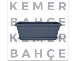 2 Kunststof Antraciet bloembakken 9L + gratis schaal 46x20 vensterbank drainage Rechthoekige bloempot plantenbak