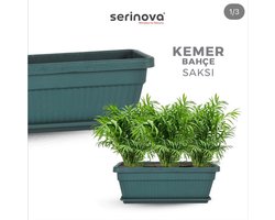 2 Kunststof bloembakken groen met drainage 9L + schaal 46x20 Rechthoekige bloempot plantenbak