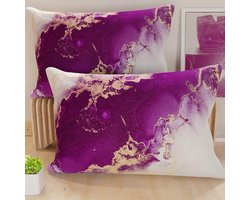 2 Kussenslopen 40x70 cm Microvezel - Decoratief Sierkussen Hoes voor Slaapkamer en Woonkamer - Set van 2 - Marmer Patroon