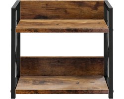 2-Laags Opbergrek Hout Metaal - Multifunctioneel Keuken Kruiden Organizer, Ook Geschikt voor Badkamer, Bureau, Koffiehoek Opbergen