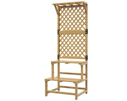 2-laags Plantenstandaard met Bloemenplank – Geel, 60x50x166 cm | Voor Tuin, Terras & Binnen